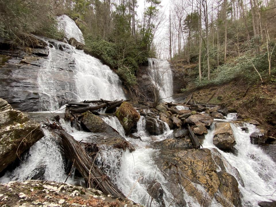 Anna Ruby Falls is created by two creeks meeting and cascading over a drop off inside Unicoi State Park. The Curtis Creek Falls drop about 153 feet and the York Creek Falls drop about 50 feet. (PHOTO: Scott Flynn, WSB-TV)