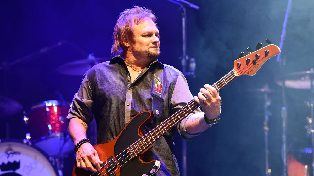  Bass player Michael Anthony, formerly of Van Halen, performs onstage during the Adopt the Arts annual rock gala at Avalon Hollywood on January 31, 2018 in Los Angeles, California. 