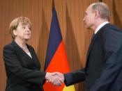 Kanzlerin Merkel traf vor den Gedenkveranstaltungen zum D-Day mit Putin zu bilateralen Gesprächen zusammen. Foto: Michael Kappeler