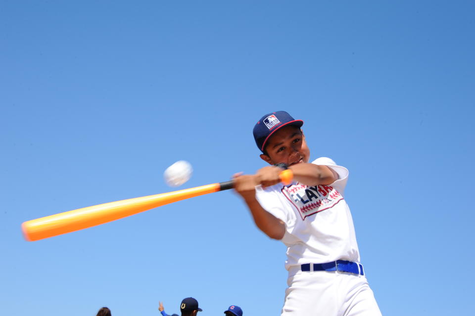 LOS ANGELES, CA - APRIL 16:  Youth participants are seen during a Community Day PLAY BALL clinic at the Compton Urban Youth Academy on Saturday, April 16, 2016 in Los Angeles, California. (Photo by Juan Ocampo/MLB Photos)