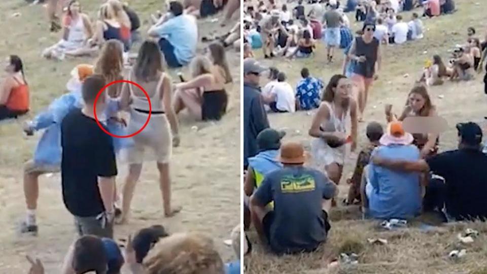 Man caught ‘groping’ topless woman at festival [Photo: Facebook/Giann Reece]