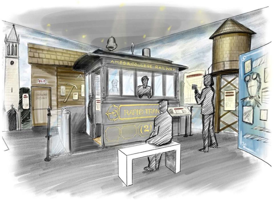 The planned permanent exhibit at the Ames History Museum will include an interactive model of "The Dinkey," the steam engine that connected Ames' Main Street to Iowa State's campus.