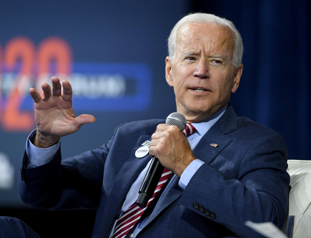 Joe Biden speaks during the 2020 Gun Safety Forum hosted by gun control activist groups Giffords and March for Our Lives at Enclave on October 2, 2019 in Las Vegas, Nevada.   (Photo: Ethan Miller/Getty Images)