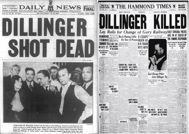 La noticia de la muerte de John Dillinger conmocionó a la población norteamericana y tuvo enorme despliegue en los medios