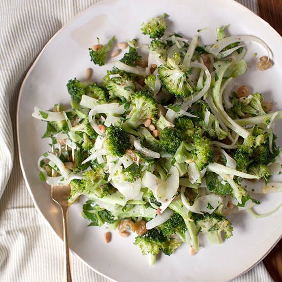 Creamy Broccoli-Fennel Slaw with Pine Nuts