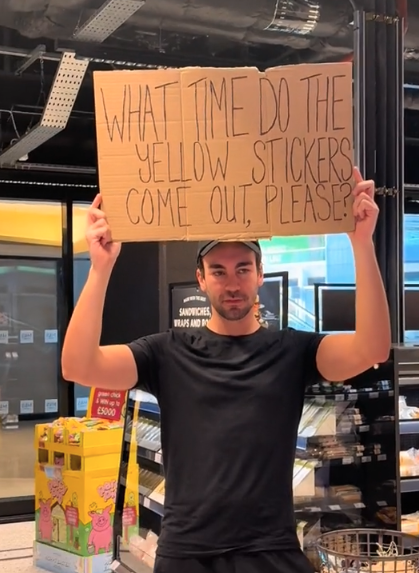 Charlie often posts tongue-in-cheek videos begging M&S staff to reveal when the discounted goods will be put on display. (TikTok)