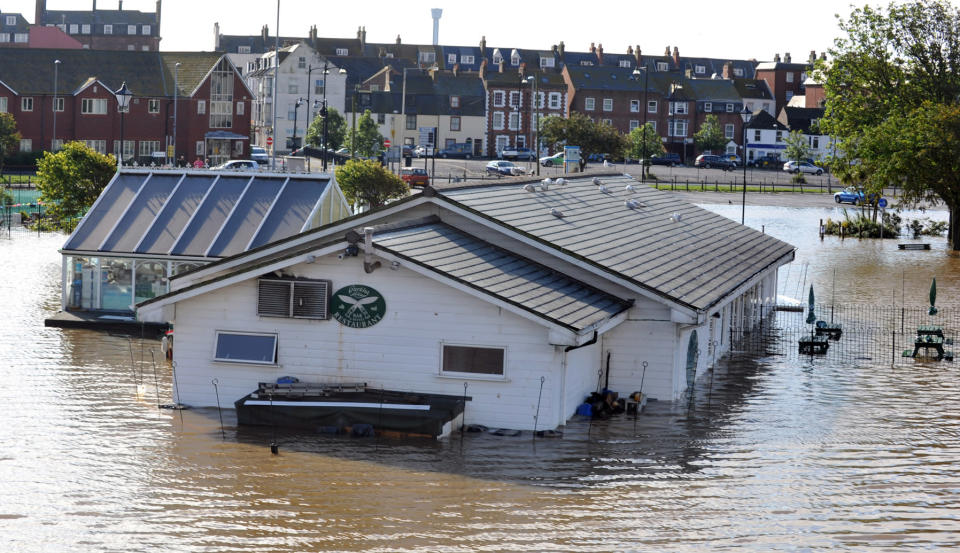 Flooding in Weymouth affected houses, offices and restaurants, as seen here.