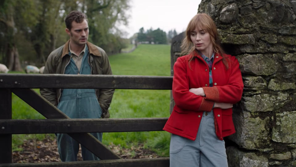 Jamie Dornan and Emily Blunt in the trailer for 'Wild Mountain Thyme'. (Credit: Lionsgate)