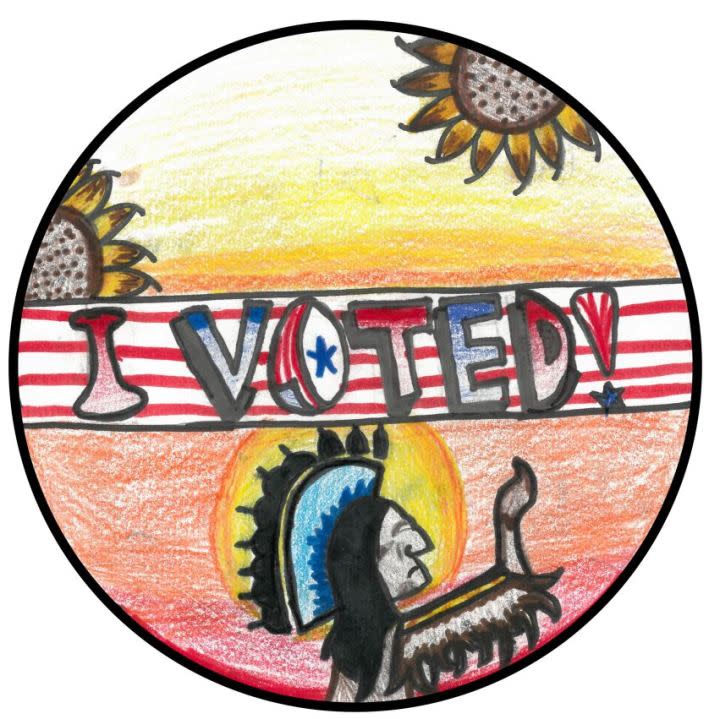 Madison Johnson's design tied for second place in the first-ever Sedgwick County "I Voted" sticker contest. (Courtesy Sedgwick County)