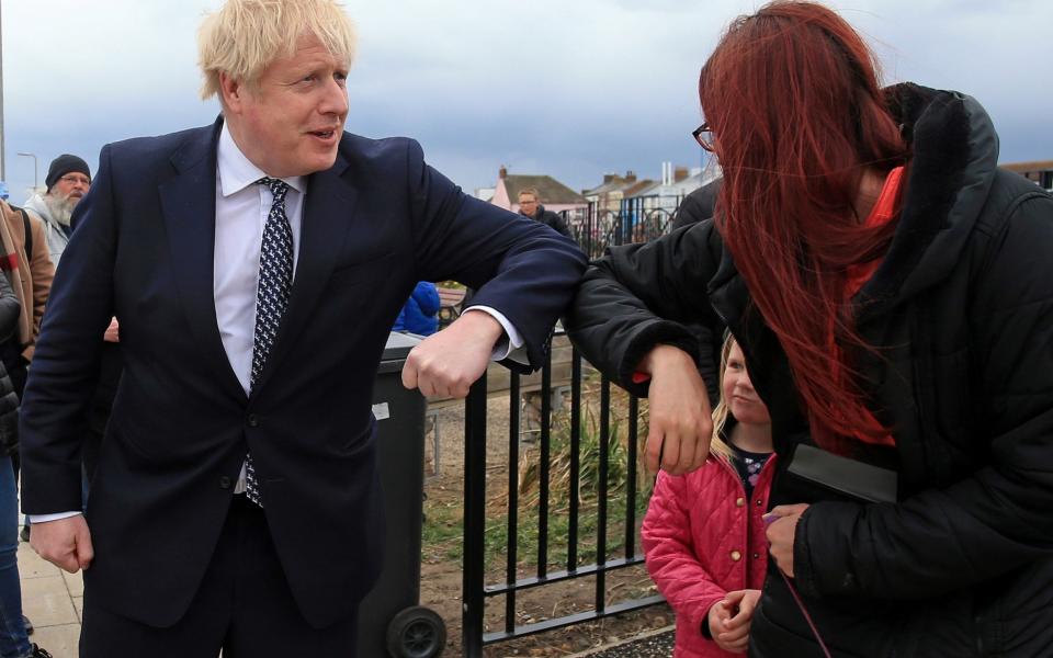 Boris Johnson on the campaign trail in Hartlepool today - Lindsey Parnaby/Pool via Reuters