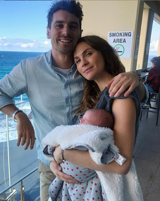 Laura Byrne and Matty J pictured with their newborn baby Marlie-Mae