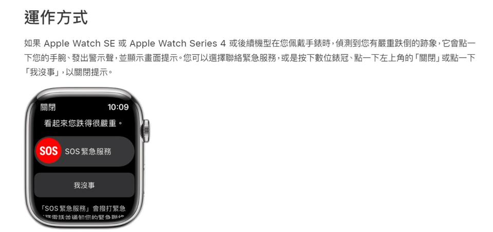 醫師重摔觸動Apple Watch的跌倒偵測功能。（示意圖／翻攝自Apple 官網）