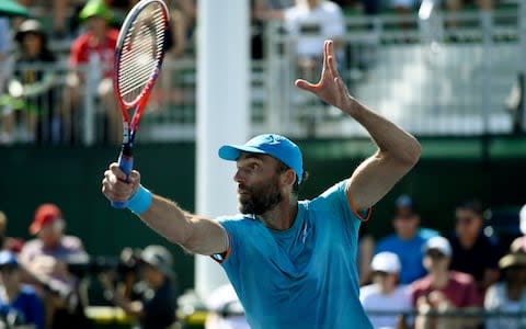 Ivo Karlovic of Croatia returns against Ivo Matthew Ebden of Australia during the mens singles first round match on day four of the BNP Paribas Open on March 7, 2019 in Indian Wells, California - Credit: Getty Images&nbsp;