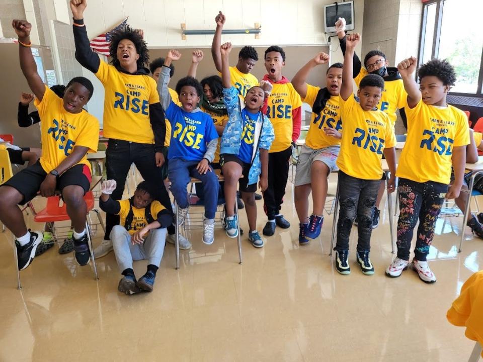 Participants at last summer's Camp Rise in Milwaukee. The program pays youth aged 10 to 13, and offers life and leadership lessons, including the chance to work with mentors from Voices of the Elders, retired Black professional men, to create lifelong bonds.