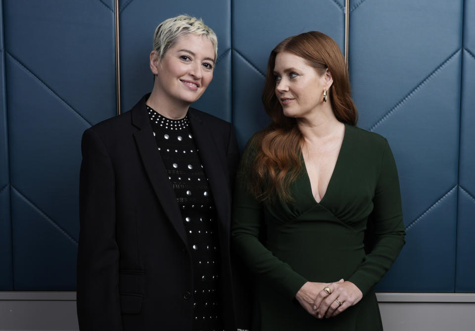 Marielle Heller, left, the writer/director of "Nightbitch," and the film's star Amy Adams pose for a portrait during the Toronto International Film Festival, Sunday, Sept. 8, 2024, in Toronto. (AP Photo/Chris Pizzello)