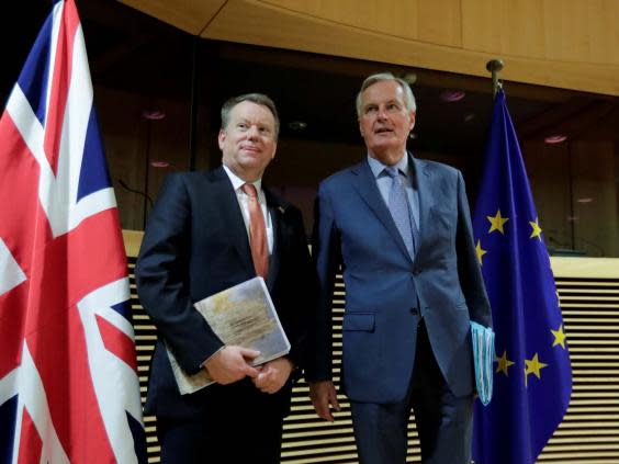 Chief Brexit negotiators David Frost and Michel Barnier (Reuters)