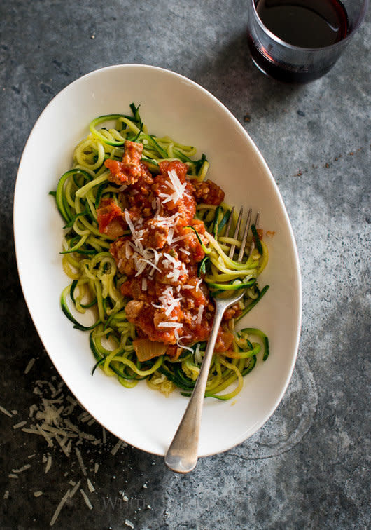 <p><strong>Get the <a href="http://whiteonricecouple.com/recipes/zucchini-noodles-turkey-marinara/?crlt.pid=camp.ouGm9Bc8aYSC">Zucchini Noodles with Turkey Marinara Sauce recipe</a>&nbsp;from White On Rice Couple</strong></p>