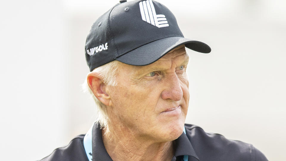 Greg Norman scowls.