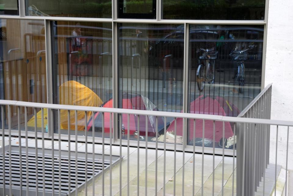 Tents inside the encampment shortly after it was set up in May (Jordan Pettitt/PA Wire)