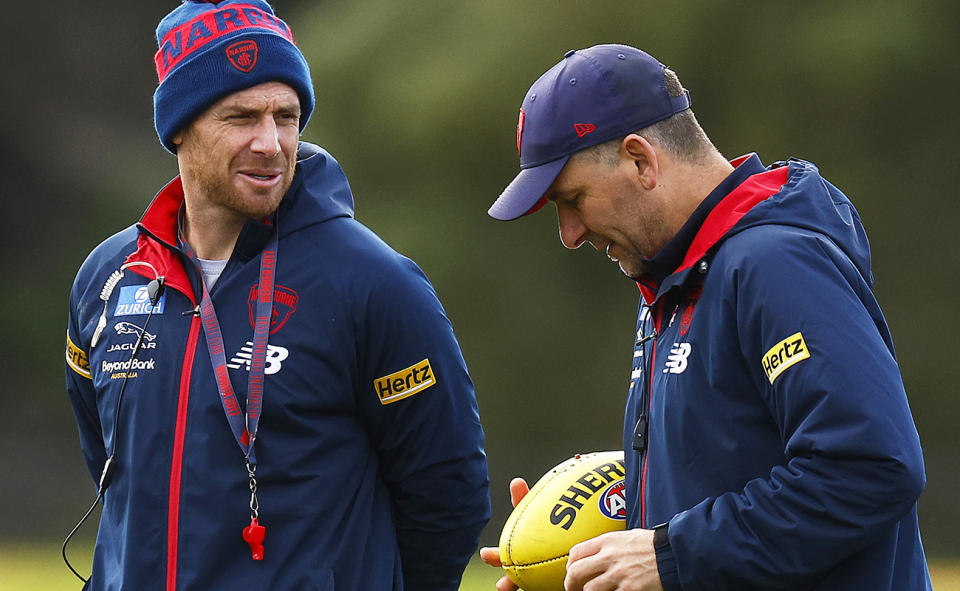 Simon Goodwin and Adam Yze, pictured here at Melbourne Demons training.