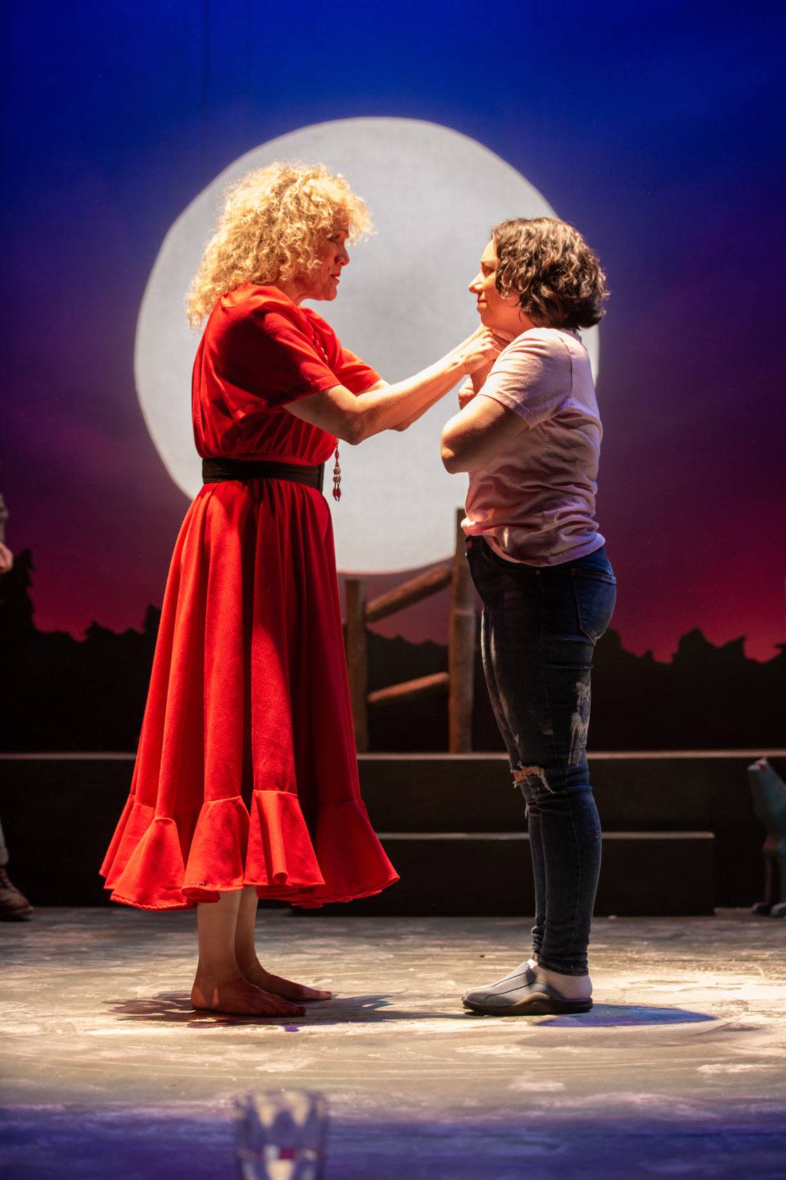 Jezabel Montero (left) and Ashley Alvarez are pictured in the Portland Stage world premiere of “Sweet Goats and Blueberry Señoritas.”