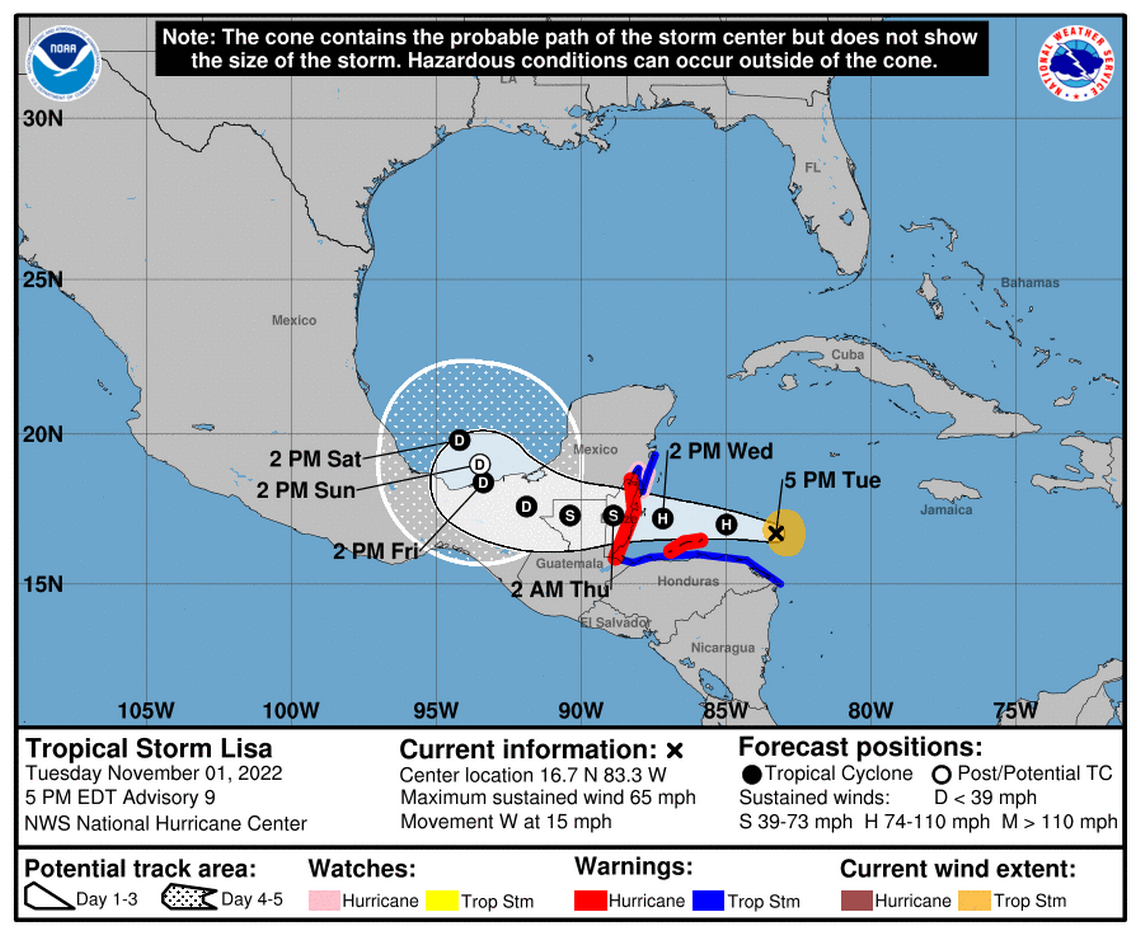 Tropical Storm Lisa is forecast to turn into a hurricane soon.