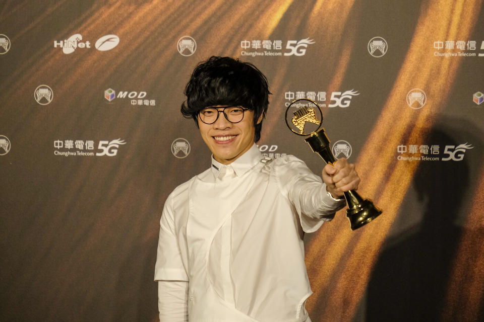 TAIPEI, TAIWAN - AUGUST 21: Taiwanese singer Kuang Chung Lu poses at the 32nd Golden Melody Awards in Taipei, Taiwan on August 21, 2021. (Photo by Walid Berrazeg/Anadolu Agency via Getty Images)