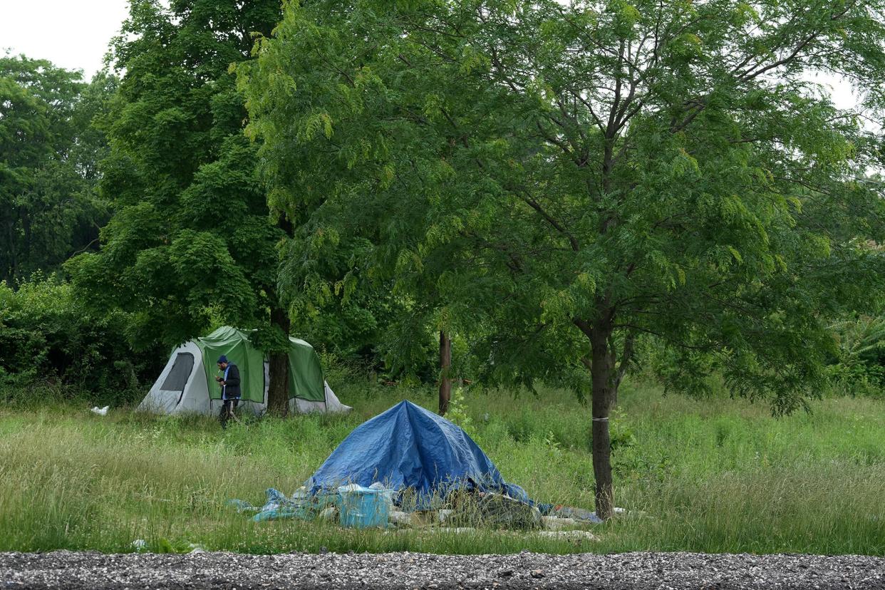 Some of the tents at a homeless camp near the now-closed Heer Park at 125 W. Wiliams Ave. on the Far South Side that the city of Columbus planned to clear out Tuesday, but is postponing until next week due to the scorching heat forecast Tuesday and much of this week.