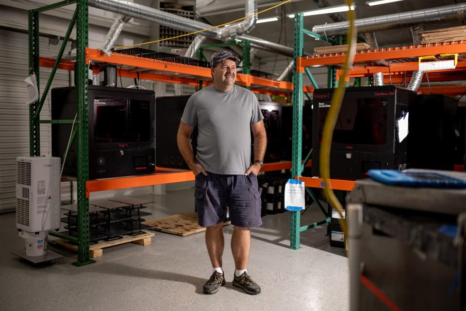 Justin Slaughter, a designer at Merit3D in Price, poses for a photo on Thursday, Aug. 17, 2023. Slaughter spent 24 years in the mining industry, including working underground in a coal mine, before working at Merit3D. | Spenser Heaps, Deseret News