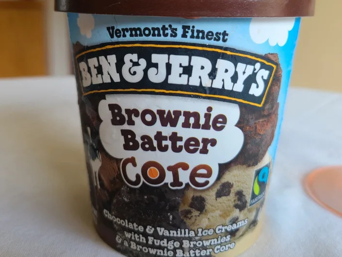 A carton of Ben & Jerry's brownie batter core ice cream