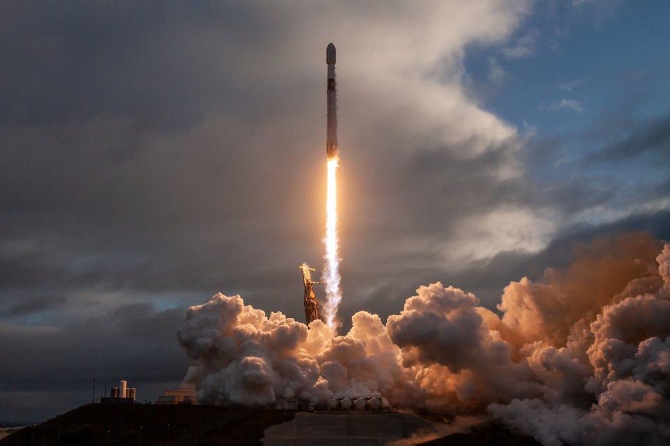 A SpaceX launch of Starlink satellites from Vandenberg Space Force Base.