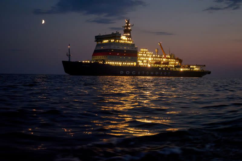 FILE PHOTO: The nuclear-powered icebreaker Arktika is seen during the sea trials in the Gulf of Finland