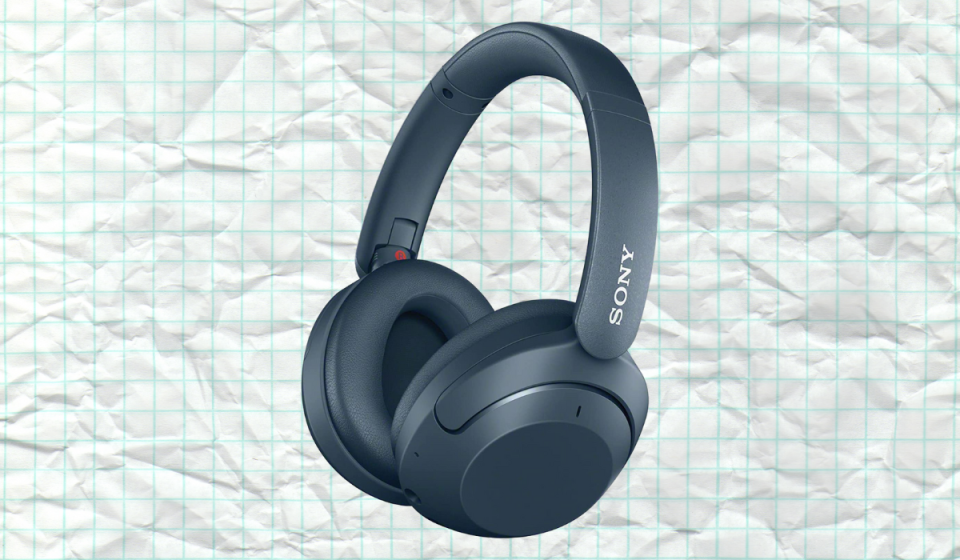 blue over-ear headphones
