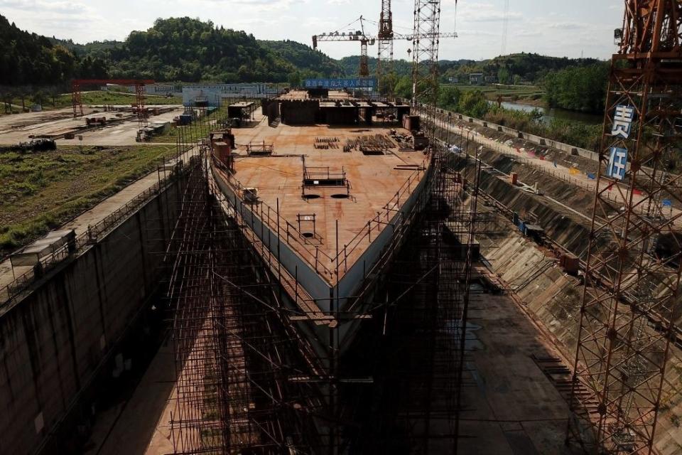 The Titanic replica under construction