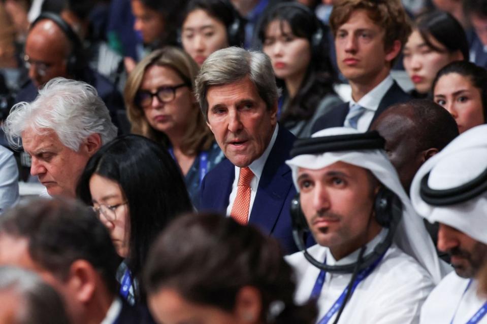 John Kerry attends a plenary session, after a draft of a negotiation deal was released, at the United Nations Climate Change Conference COP28 in Dubai, on Dec. 13, 2023.<span class="copyright">Amr Alfiky—Reuters</span>