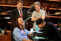 <p>Styles has wholly embraced the pajama trend, wearing a baby blue silk Gucci shirt on James Corden’s show. It can be yours, for a mere $740. </p><p><i>Photo: CBS</i></p>