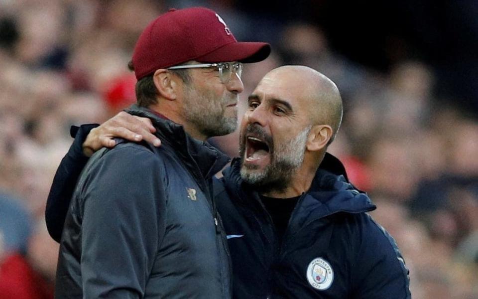 Pep Guardiola (right) believes he can get one over on his managerial nemesis on Sunday