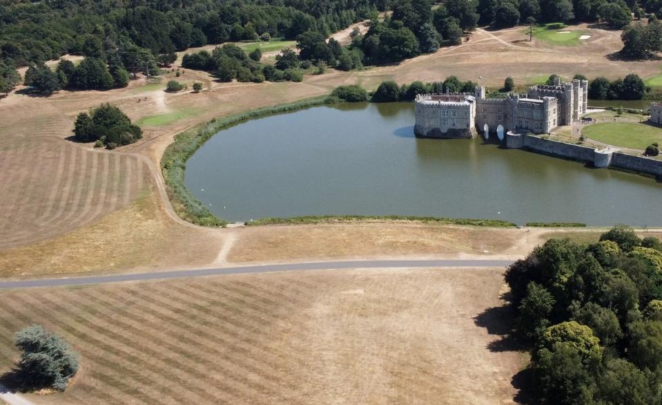 A view of the parched lawns around Leeds Castle in Kent (Gareth Fuller/PA) (PA Wire)