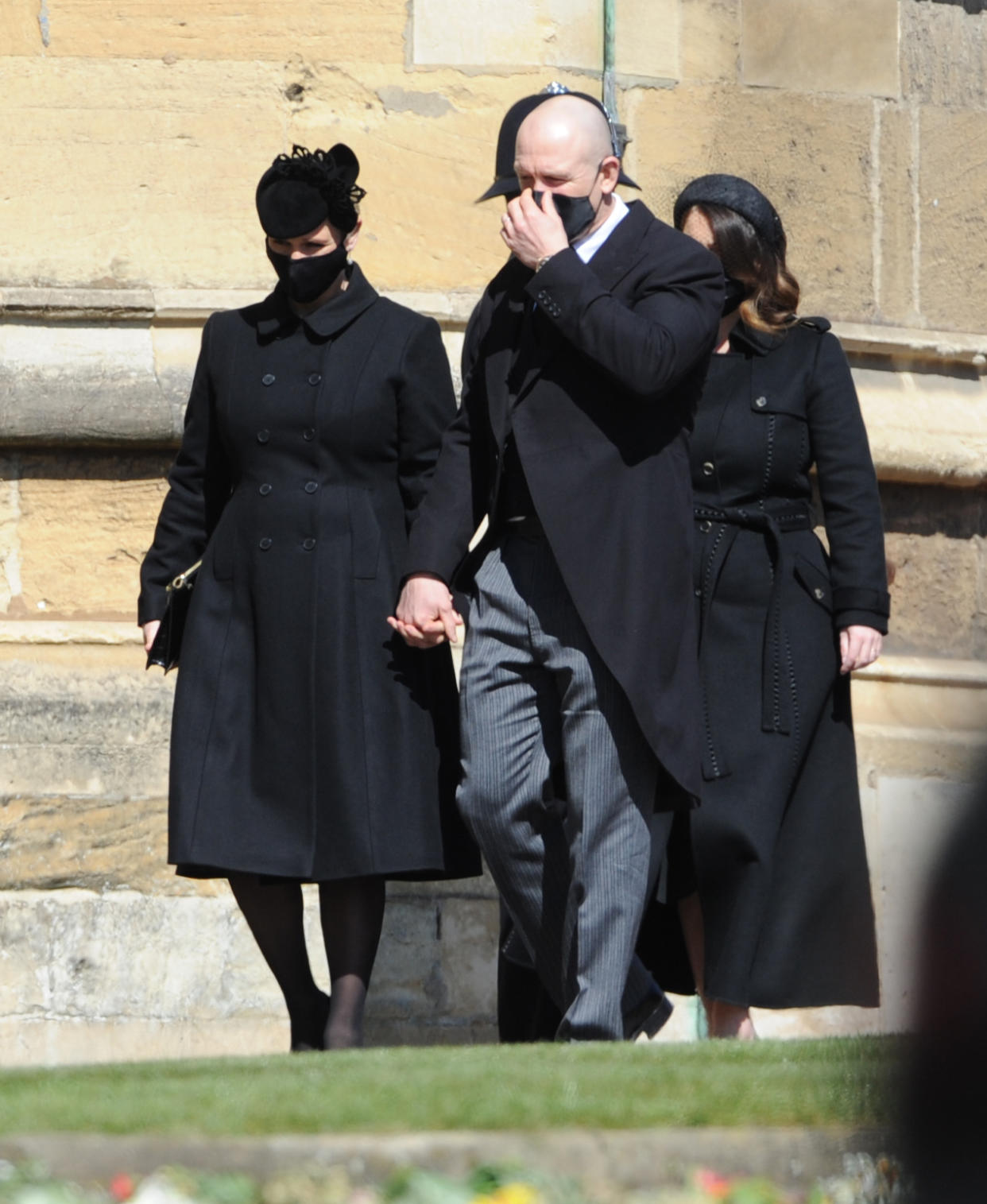 WINDSOR, ENGLAND - APRIL 17: Zara Tindall and Mike Tindall arrive for Prince Philip, Duke of Edinburgh's funeral at Windsor Castle on April 17, 2021 in Windsor, United Kingdom. Prince Philip of Greece and Denmark was born 10 June 1921, in Greece. He served in the British Royal Navy and fought in WWII. He married the then Princess Elizabeth on 20 November 1947 and was created Duke of Edinburgh, Earl of Merioneth, and Baron Greenwich by King VI. He served as Prince Consort to Queen Elizabeth II until his death on April 9 2021, months short of his 100th birthday. His funeral takes place today at Windsor Castle with only 30 guests invited due to Coronavirus pandemic restrictions. (Photo by Mark Large-WPA Pool/Getty Images)