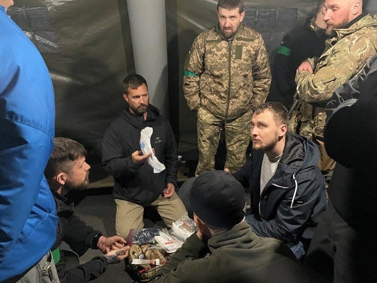 A medics training program that Mark Arnold ran last fall in Ukraine.