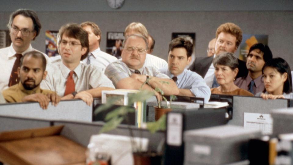 Ajay Naidu, David Herman, Richard Riehle and Ron Livingston in 'Office Space'