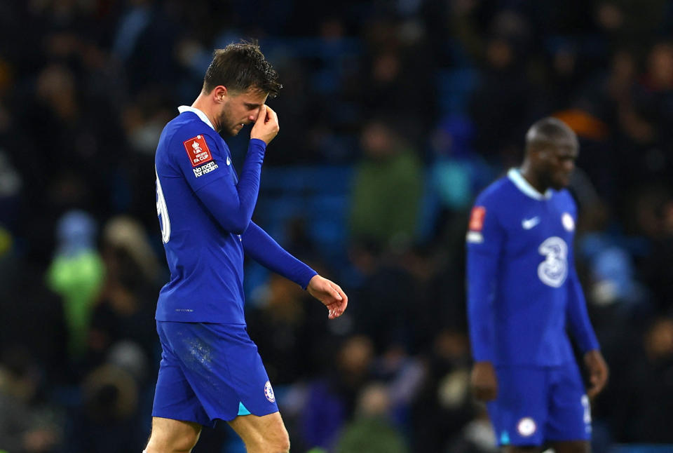 Chelsea's Mason Mount looks dejected as his team lost the Manchester City in the FA Cup third round. 