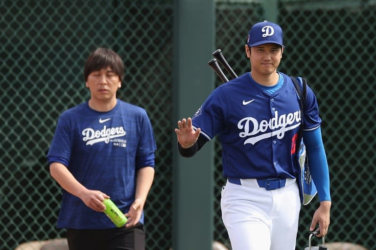 Interpreter Ippei Mizuhara (left) was released on bail on charges of stealing $16 million from <a class="link " href="https://sports.yahoo.com/mlb/teams/la-dodgers/" data-i13n="sec:content-canvas;subsec:anchor_text;elm:context_link" data-ylk="slk:Los Angeles Dodgers;sec:content-canvas;subsec:anchor_text;elm:context_link;itc:0">Los Angeles Dodgers</a> star <a class="link " href="https://sports.yahoo.com/mlb/players/10835/" data-i13n="sec:content-canvas;subsec:anchor_text;elm:context_link" data-ylk="slk:Shohei Ohtani;sec:content-canvas;subsec:anchor_text;elm:context_link;itc:0">Shohei Ohtani</a> (right) (Christian Petersen)