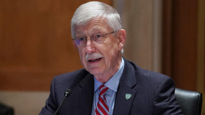 NIH Director Dr. Francis Collins testifies before a hearing looking into the budget estimates for National Institute of Health (NIH) and the state of medical research on Capitol Hill in Washington, D.C., May 26, 2021. <span class="copyright">Sarah Silbiger/POOL/AFP via Getty Images</span>