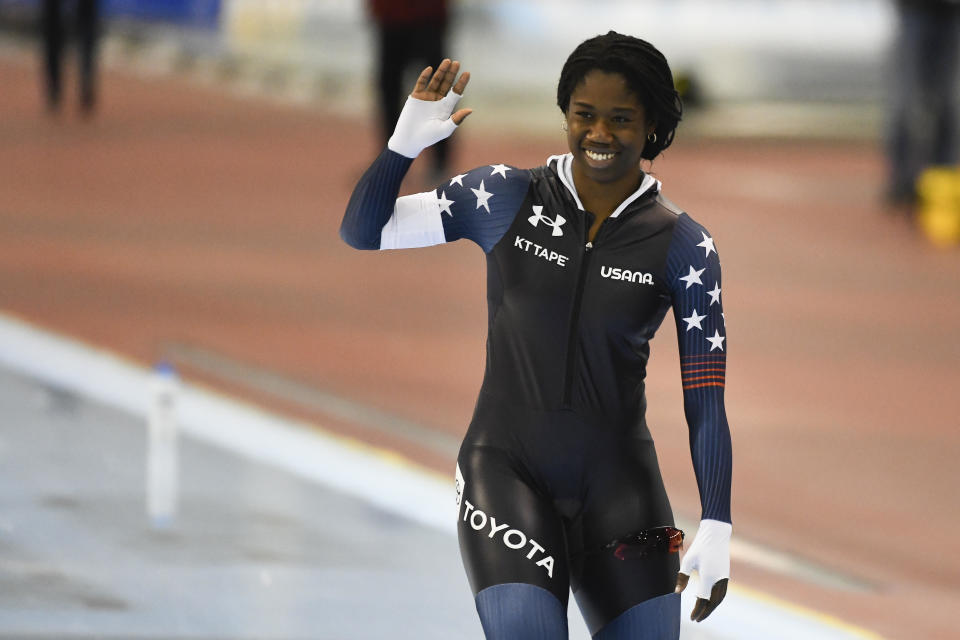 Erin Jackson is going to the Beijing Olympics after her teammate gave up a spot for her.  / Credit: Alex Goodlett - International Skating Union/International Skating Union via Getty Images