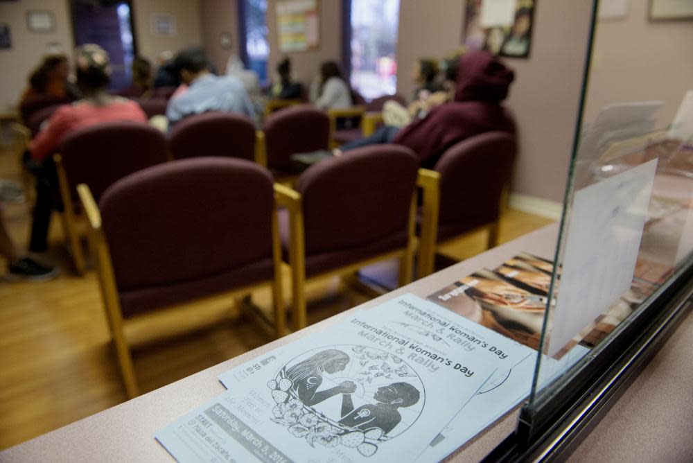 Pamphlets sit in the waiting area at the Whole Woman’s Health abortion clinic in San Antonio, Texas, in 2016.