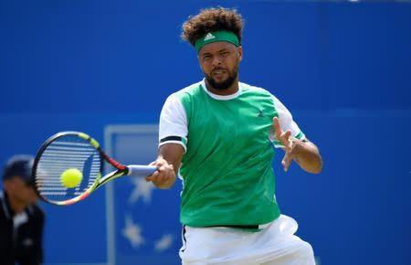 Britain Tennis - Aegon Championships - Queen’s Club, London - June 21, 2017 France's Jo-Wilfried Tsonga in action during his second round match against Luxembourg's Gilles Muller Action Images via Reuters / Tony O'Brien