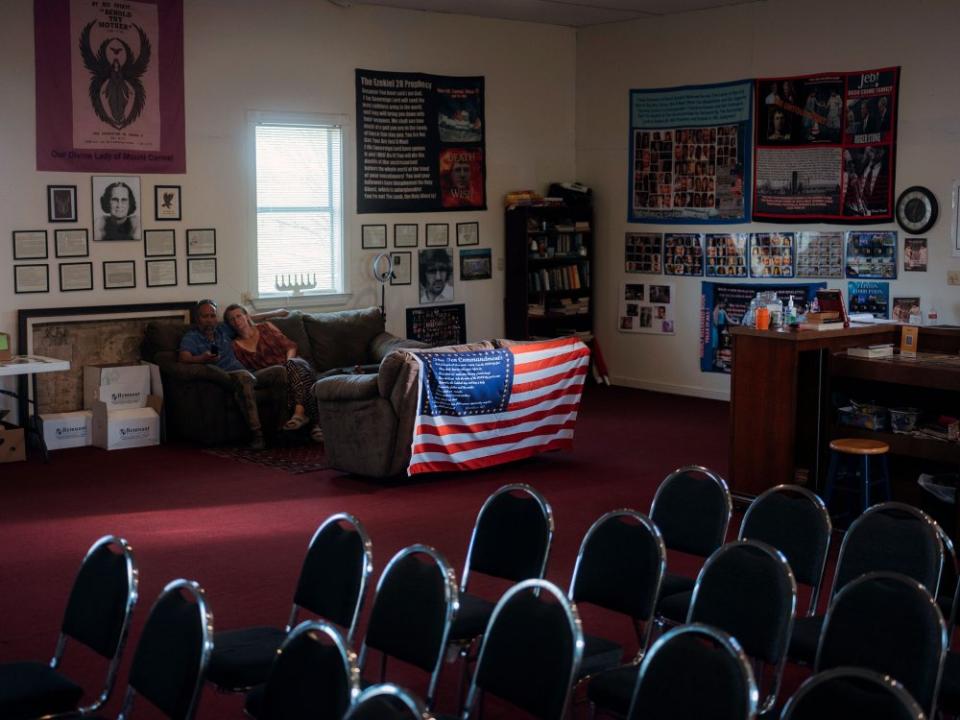 Visitors to Mount Carmel near Waco, Texas, the site of the former compound of the Branch Davidian sect, on March 24.<span class="copyright">Christopher Lee—The New York Times/Redux</span>