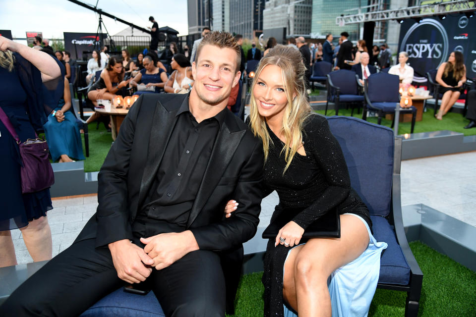 NEW YORK, NEW YORK - JULY 10:  Rob Gronkowski and Camille Kostek attend the 2021 ESPY Awards at Rooftop At Pier 17 on July 10, 2021 in New York City.  (Photo by Kevin Mazur/Getty Images)