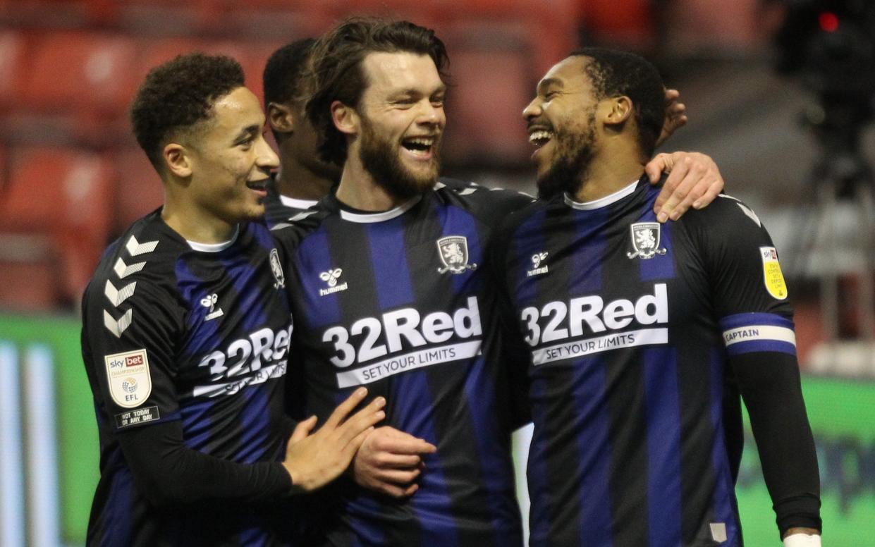 Middlesbrough's Britt Assombalonga celebrates scoring his side's first - Getty Images